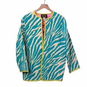 Vintage Bob Mackie 100% Silk Zebra Print Waist Coat